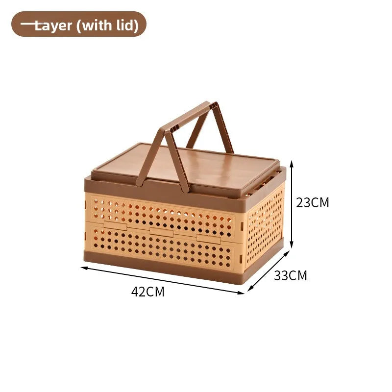Foldable Storage Box with Wheels: Large Capacity Rolling Organizer for Clothes, Snacks, Toys & Books in Dorm Rooms or Homes Peaceful Pleasures Health and Wellness 1 Layer with Lid