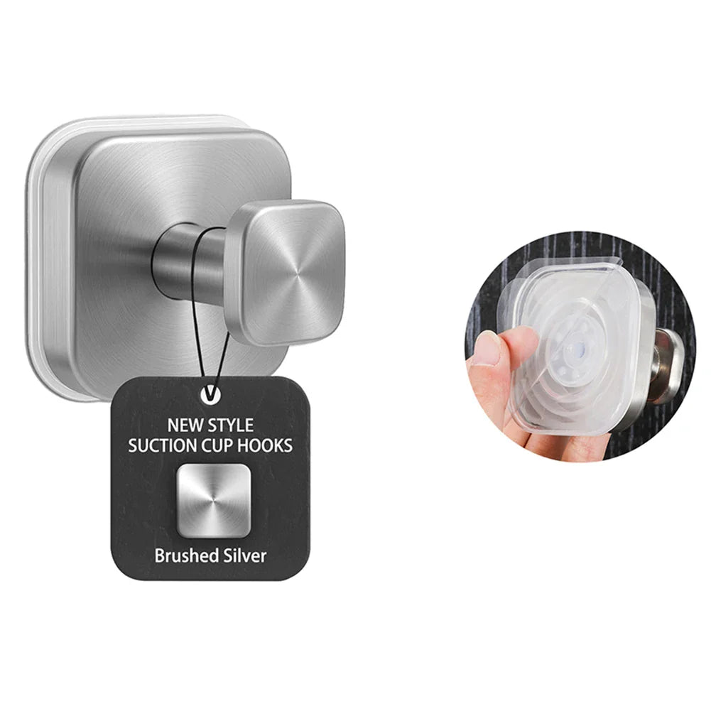 4-Pack Stainless Steel Suction Cup Hooks | No-Drill 6x6cm
