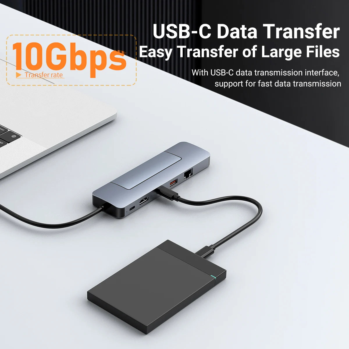8-in-1 USB-C Hub with M.2 NVMe/SATA SSD Enclosure & 4K HDMI