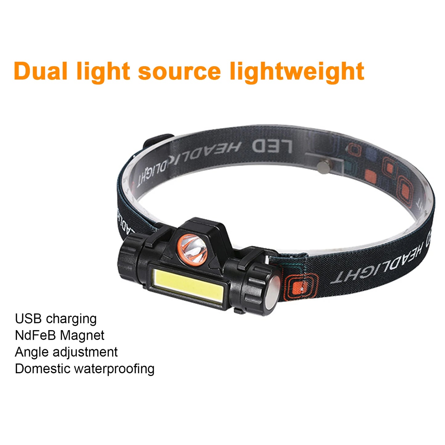 Q5+COB Bright Headlight Night Walking Headlamp Camping Hiking Head Lamp Rechargeable Outdoor Work Light 90 Degree Peaceful Pleasures Health and Wellness