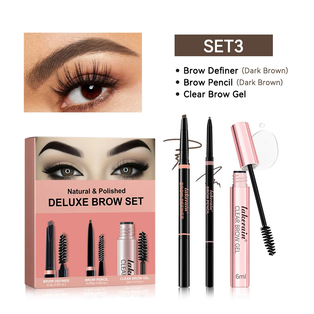 Lakerain 3-Piece Eyebrow Set – Pencil, Definer & Brow Gel Eyebrow Makeup Set Peaceful Pleasures Health and Wellness set 3