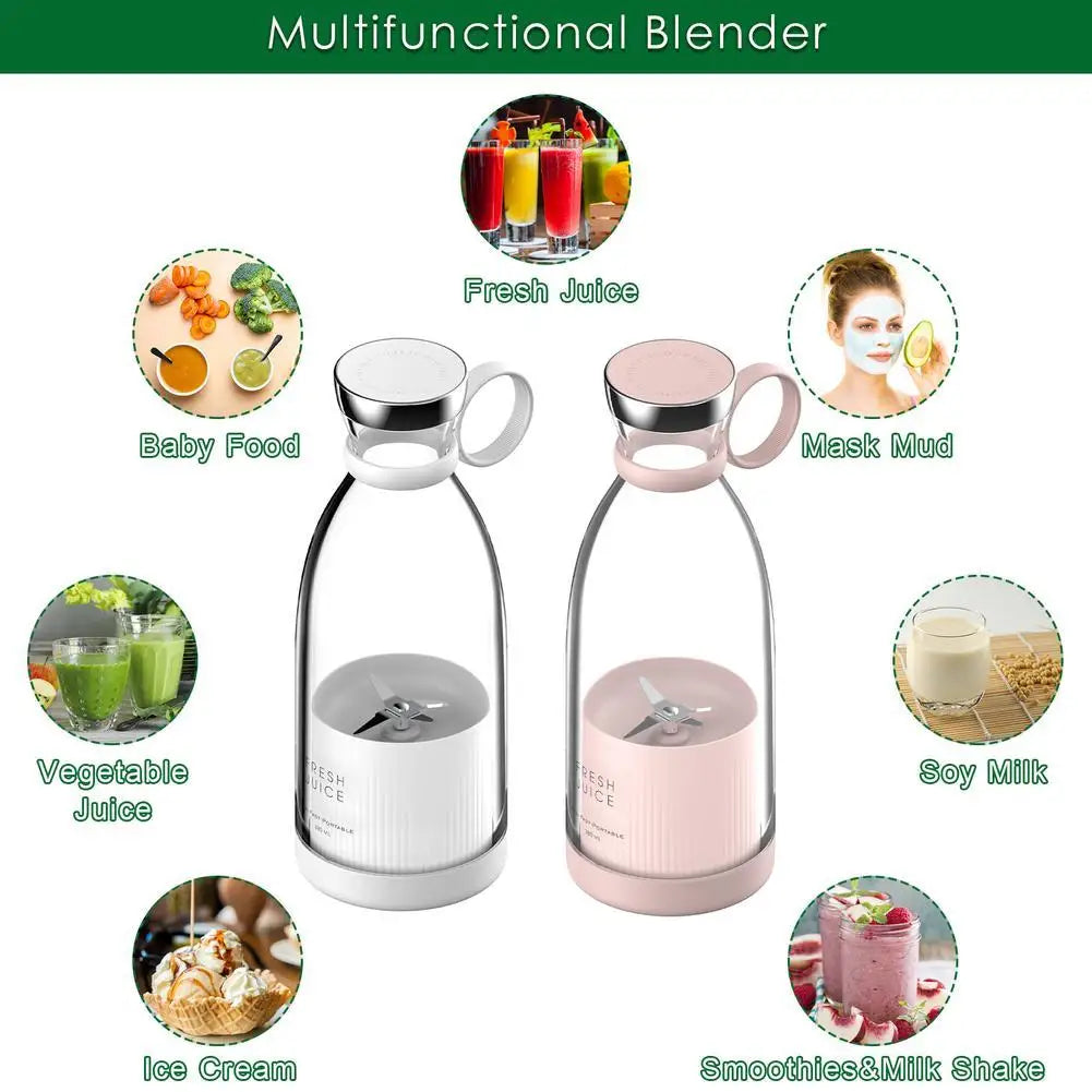 Ready Stock 350ml Fresh Juicer Mini Blender for Travel USB Juicer Cup Fruit Juice Mixer Portable Juicer Ice Crusher Smoothie Peaceful Pleasures Health and Wellness