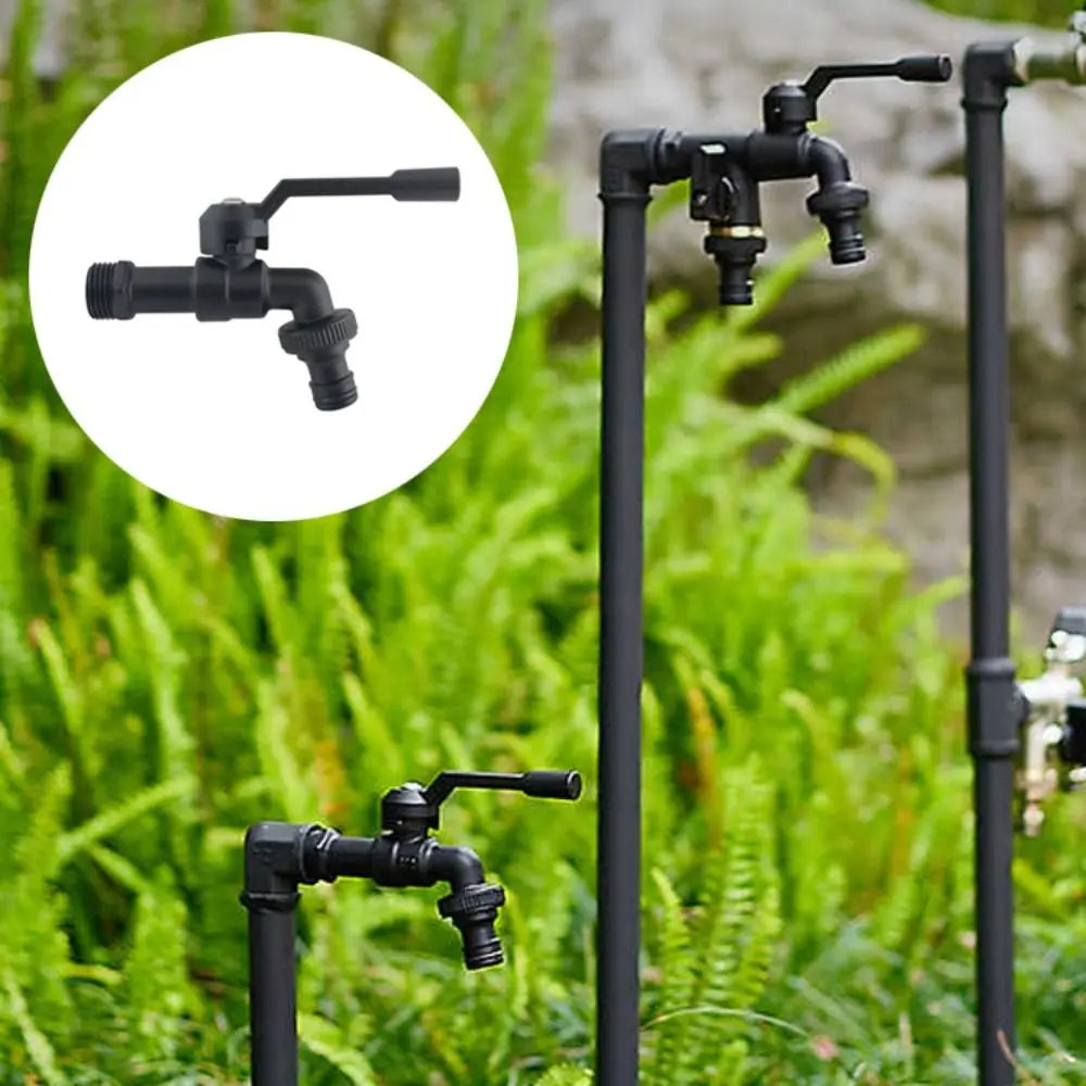 Black Brass Anti-Freeze Bibcock Faucet – Dual Outlet 1/2"