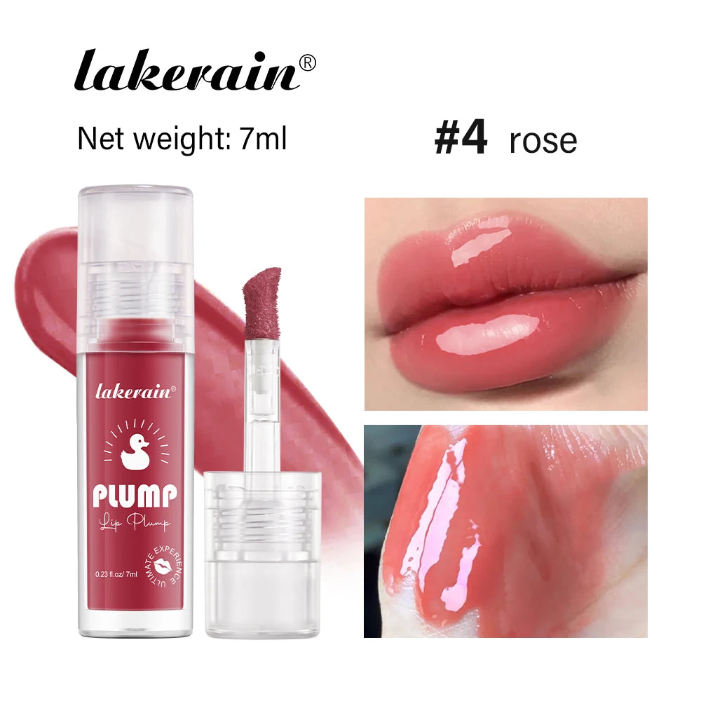 Lakerain Lip Glaze Brightening Lip Color Long-lasting Moisturizing Ginger Root Extract Lip Glaze Texture Hot Plump Lip Gloss Peaceful Pleasures Health and Wellness Rose