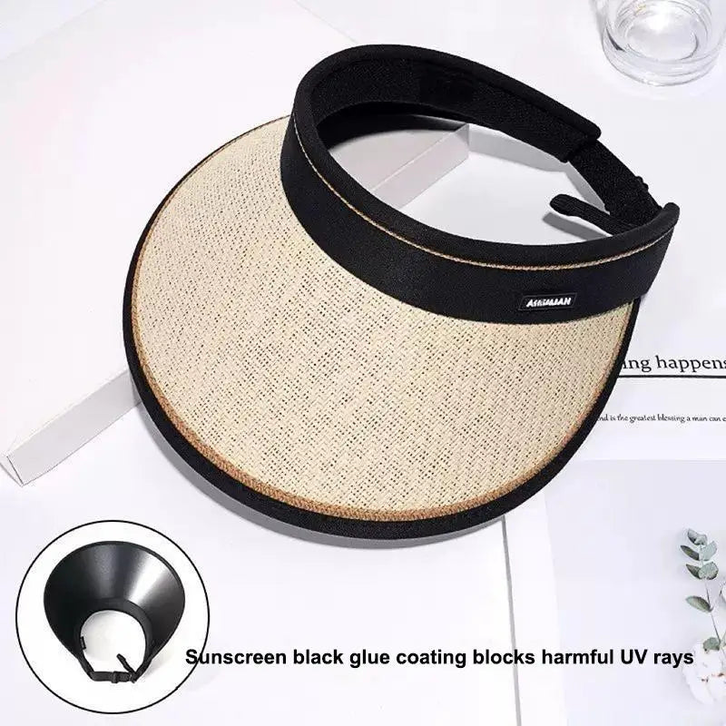 Foldable Straw Sun Visor Hat – UV Protection Beach Cap