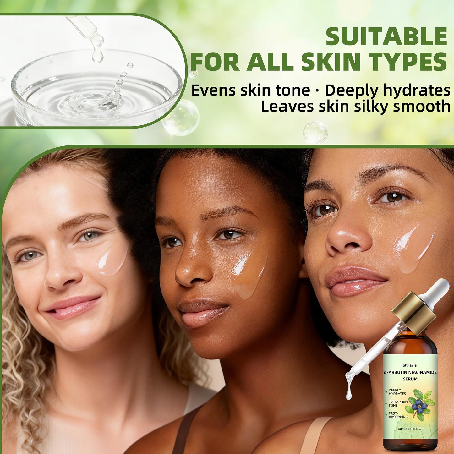 Ottilavie α-ARBUTIN NIACINAMIDE SERUM – Lightweight Hydrating Face Serum for All Skin Types, Especially Oily Skin Peaceful Pleasures Health and Wellness