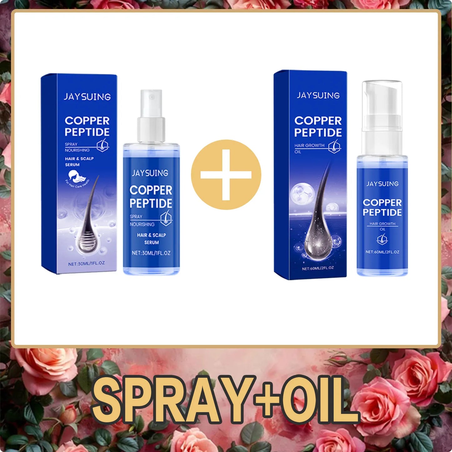 Copper Peptide Hair Growth Set – Shampoo, Serum, Spray & Oil