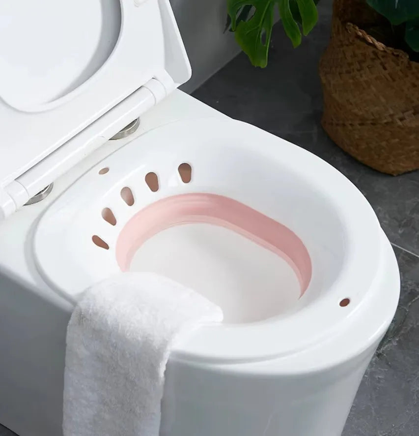 Sitz Bath for Hemorrhoids, Sitz Bath for Toilet Seat, Postpartum Care, Sits Bath Kit for Women, Collapsible, Flusher Hose Peaceful Pleasures Health and Wellness
