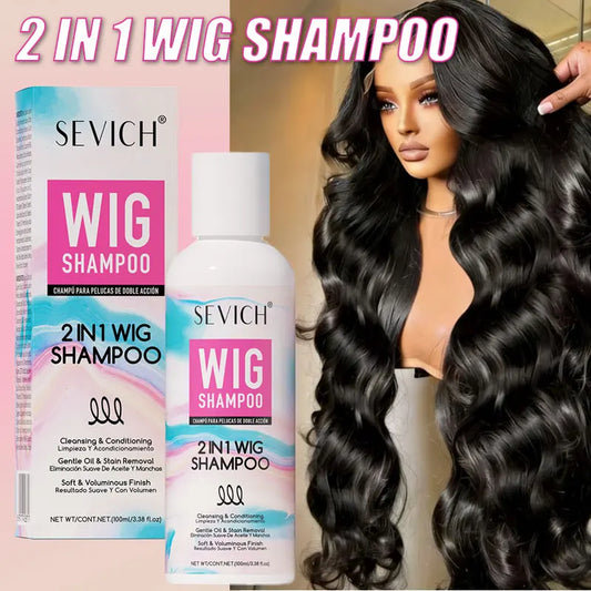 2-IN-1 Wig Shampoo Professional Anti-Frizz Softening Wig Care Shampoo Deep Cleansing Moisturizing Hair Conditioner for All Wig Peaceful Pleasures Health and Wellness