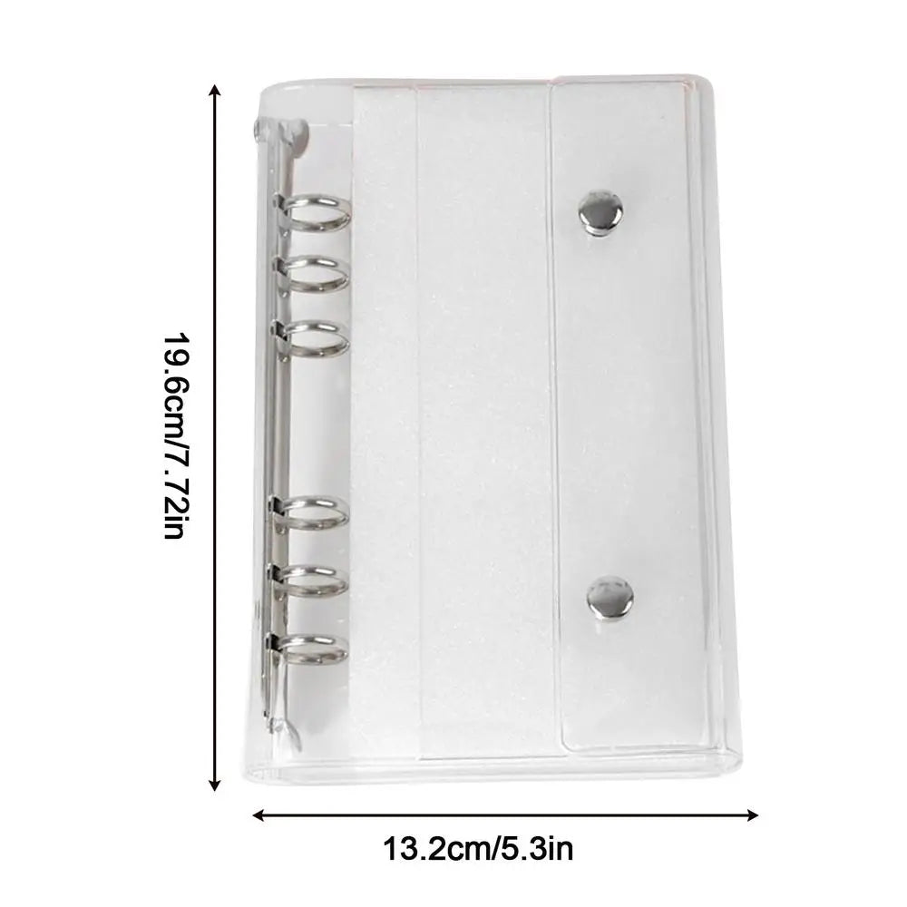 6-Ring PVC Binder Cover, Clear A6/A7 Notebook Closure for Loose Leaf Folder Photocard Scrapbook Photo Document Budget Organizer Peaceful Pleasures Health and Wellness A6