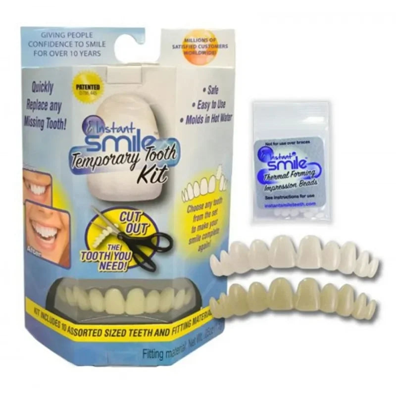 New Dental Fake Teeth Denture Veneers Temporary Upper Lower Snap Brace Flexible Comfort Fit False Tooth Repair Filling Materials Peaceful Pleasures Health and Wellness