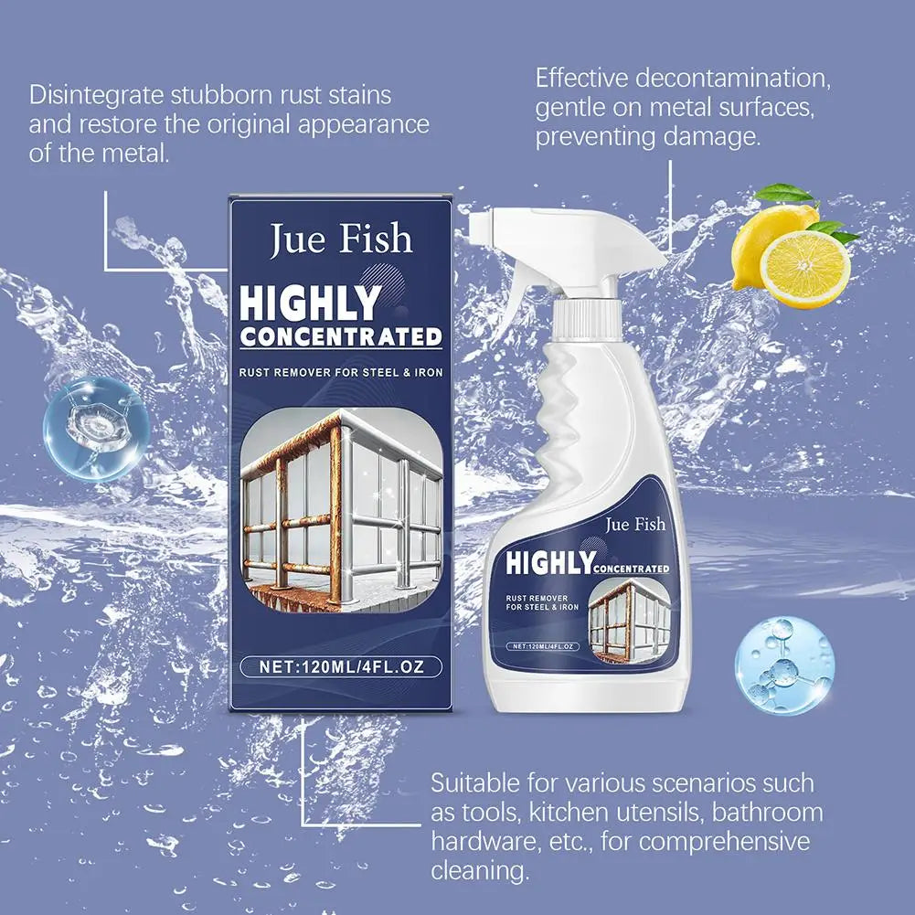 Heavy Duty Rust Remover Spray Fast Acting Rust Dissolver & Anti-Rust Coating For Metal, Car, Tools Multi-Surface Cleaner 120ml Peaceful Pleasures Health and Wellness