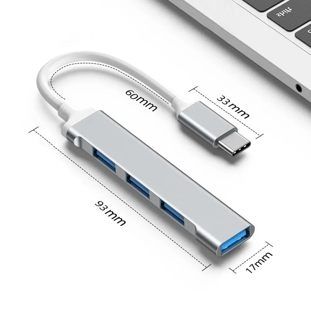 4 Port USB 3.0 Hub Multiport High Speed Type C Splitter OTG Stable USB&Type-c Adapter for PC Computer Accessories PC Peaceful Pleasures Health and Wellness