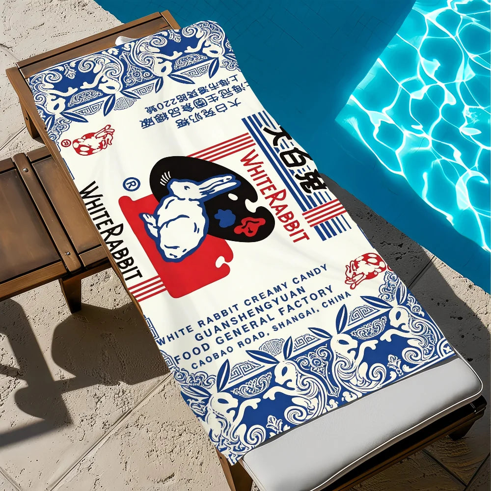 Cute Rabbit Quick-Dry Beach Towel | Soft Microfiber Pool Towel Quick-Dry Beach Towel Peaceful Pleasures Health and Wellness z2 STJ80x160CM