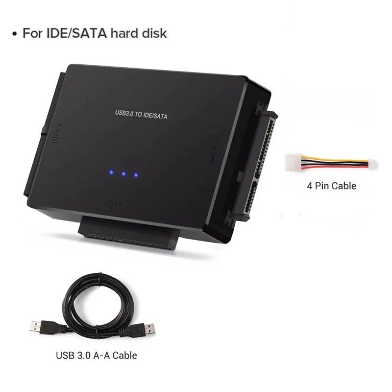 SATA/IDE to USB 3.0 Adapter Hard Drive Adapter Converter for Universal 2.5/3.5 Inch IDE SATA HDD SSD with 12V 2A Power Adapter Peaceful Pleasures Health and Wellness NO Plug 100cm