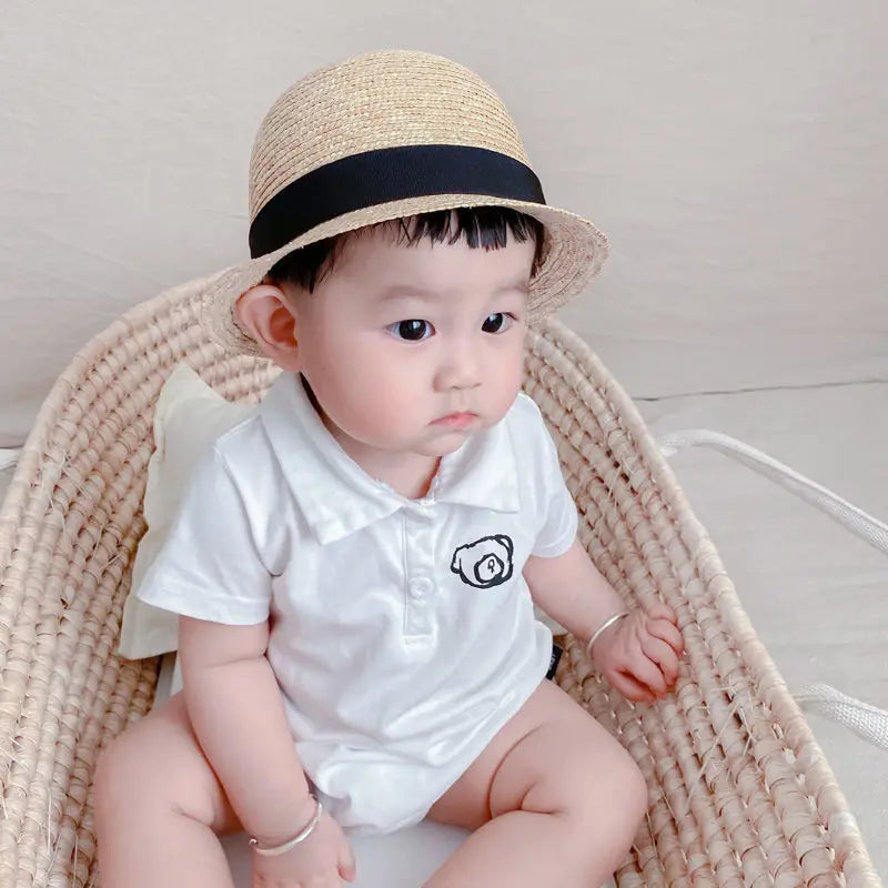 Baby Straw Bowler Sun Hat | Cute Toddler Beach Hat 1-3Y