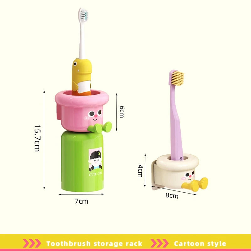 Cute Kids Creative Toothbrushes Holder,Household No Punching Organiser Rack with Cups for Toothpaste Comb,2 In 1 Gargle Cup Peaceful Pleasures Health and Wellness