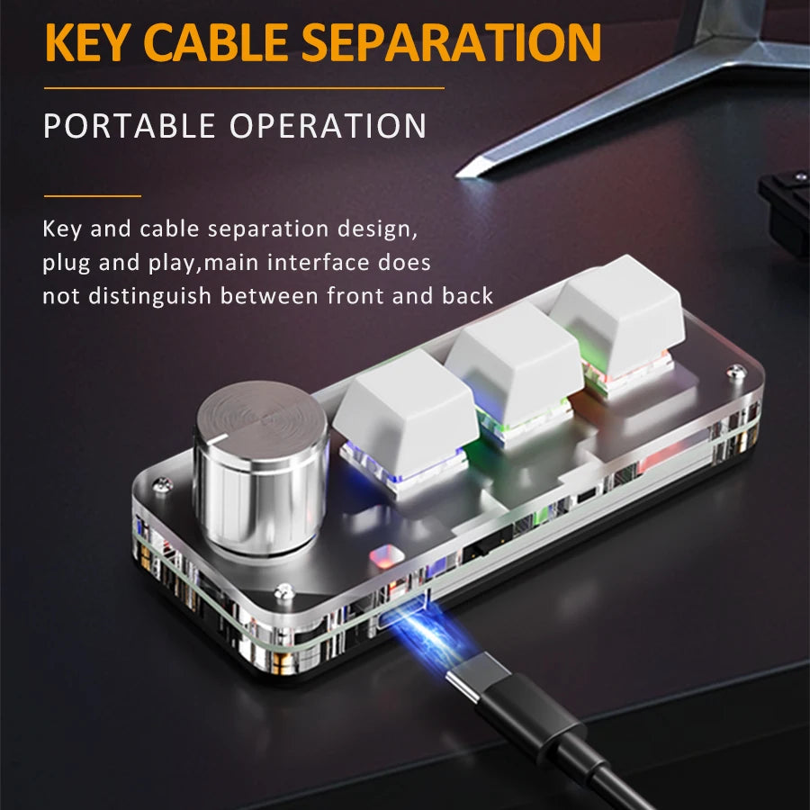 2.4G 3-key Customize Bluetooth Keyboard Macro Knob Copy Paste Shortcut Key E-sports Game Mini Mechanical Hot Plug Mini Keyboard Peaceful Pleasures Health and Wellness