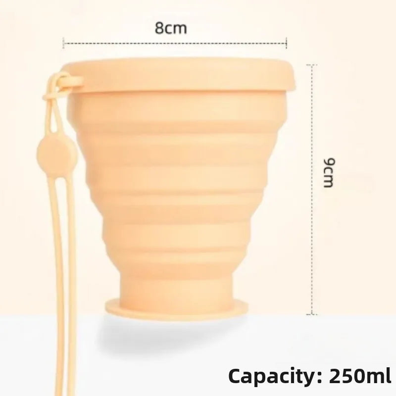 New model Portable Silicone Folding Cup with Hanging Hole Collapsible Outdoor Water Cup for Camping Hiking Travel toothbrush cup Peaceful Pleasures Health and Wellness Yellow
