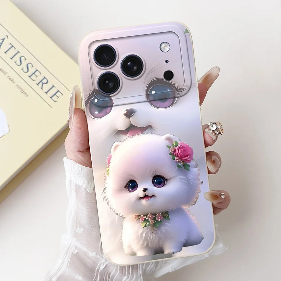 iPhone 17 Pro Silicone Case | Cute Kawaii Floral Painted Cover