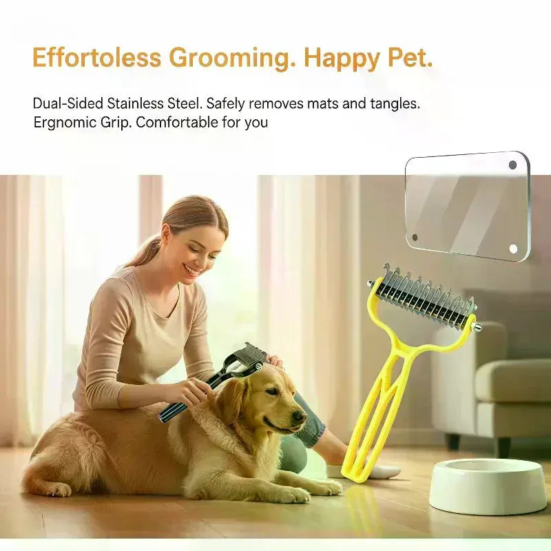 Double-Sided Pet Dematting Comb | Stainless Steel Knot Remover