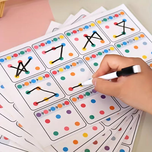 12-Page A4 Reusable Erasable Pen Training Link Cards Visual Tracking Peaceful Pleasures Health and Wellness