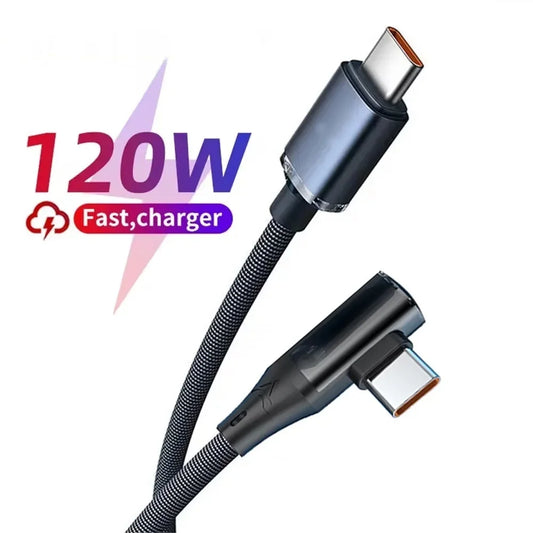 120W USB-C 90° Elbow Fast Charging Cable | Samsung iPhone USB-C Charging Cable Peaceful Pleasures Health and Wellness
