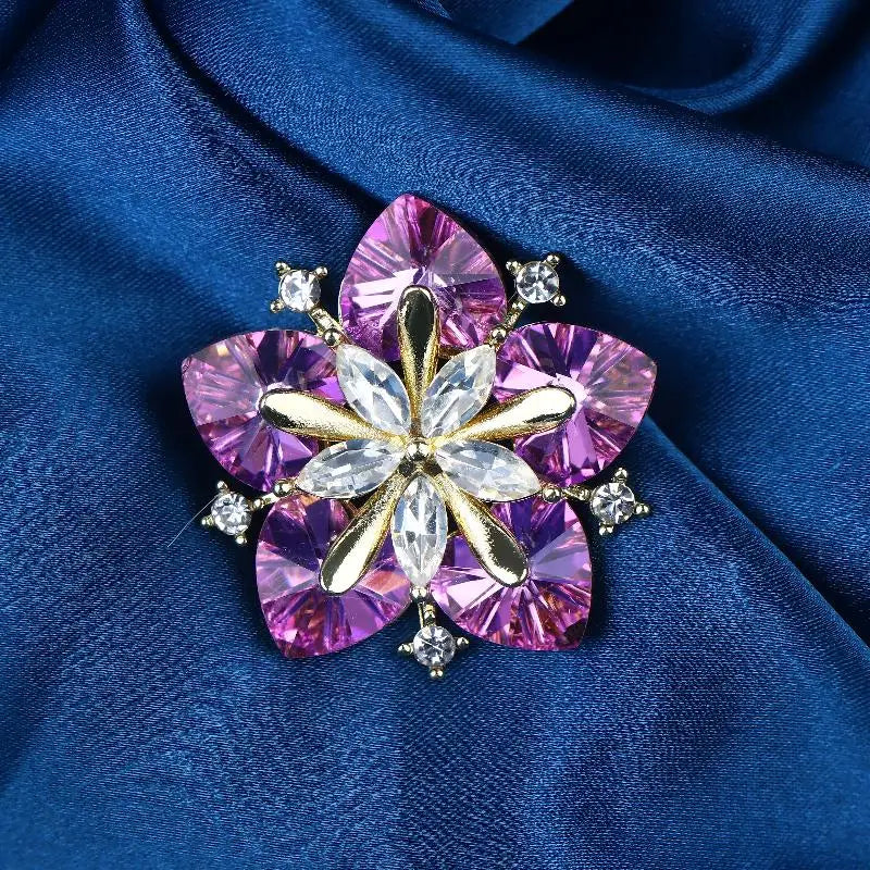 Crystal Peach Blossom Brooch Pin | Floral Jewelry Gift