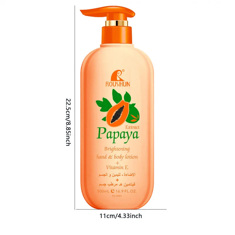 500ml ROUSHUN Papaya Body Lotion Moisturizing and Moisturizing Skin Refreshing Fragrance Non greasy Large capacity household use Peaceful Pleasures Health and Wellness