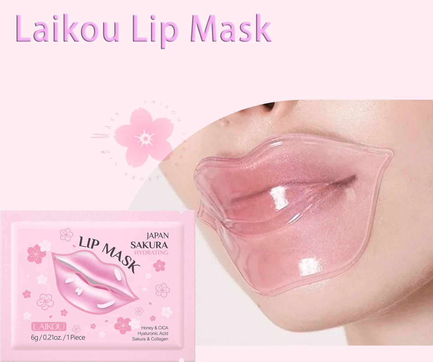 LAIKOU Sakura Lip Mask – Hydrating & Moisturizing Gel Patches