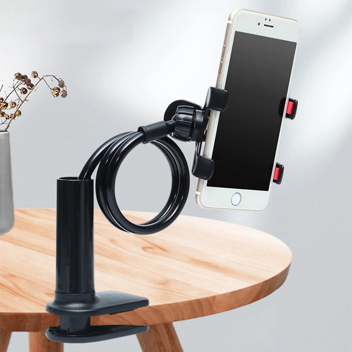 Universal 360° Flexible Cell Phone Holder Arbitrarily Curved Clamp on Desk Mobile Phone Stand for Desk Clip Bracket Clamp Stand Peaceful Pleasures Health and Wellness