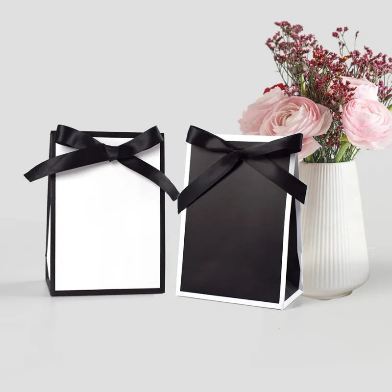 Black & White Bow Gift Bags | Party & Wedding Favors 10-20pcs