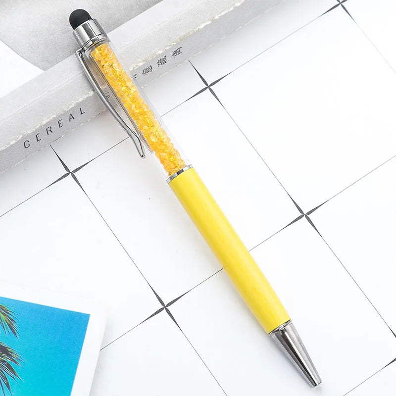 Diamond Ballpoint Pen Stylus For Touch Screen Pen Universal Tablet Touch Pencil For Phone Accessories Electrostatic Touch Pen Peaceful Pleasures Health and Wellness Yellow