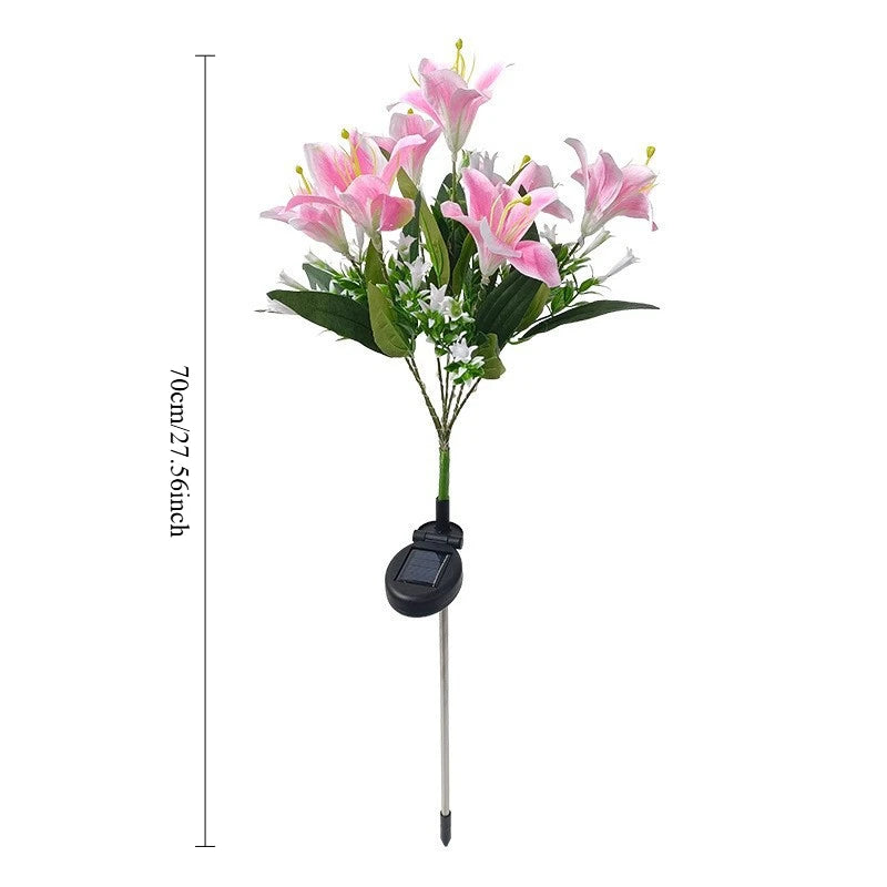 Solar LED Lily Flower Garden Stake Light | Outdoor Lawn Decor