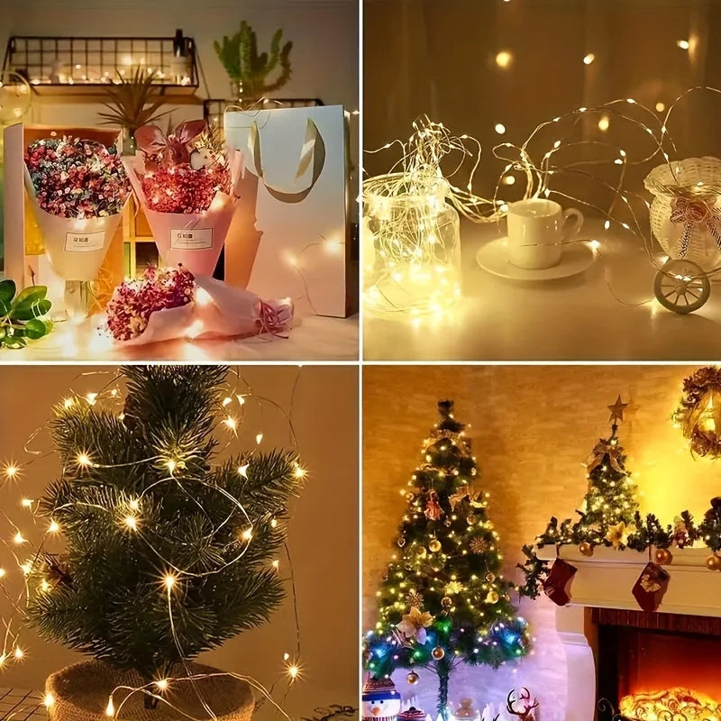 USB Copper Wire LED String Lights | 8 Modes, Remote & Timer