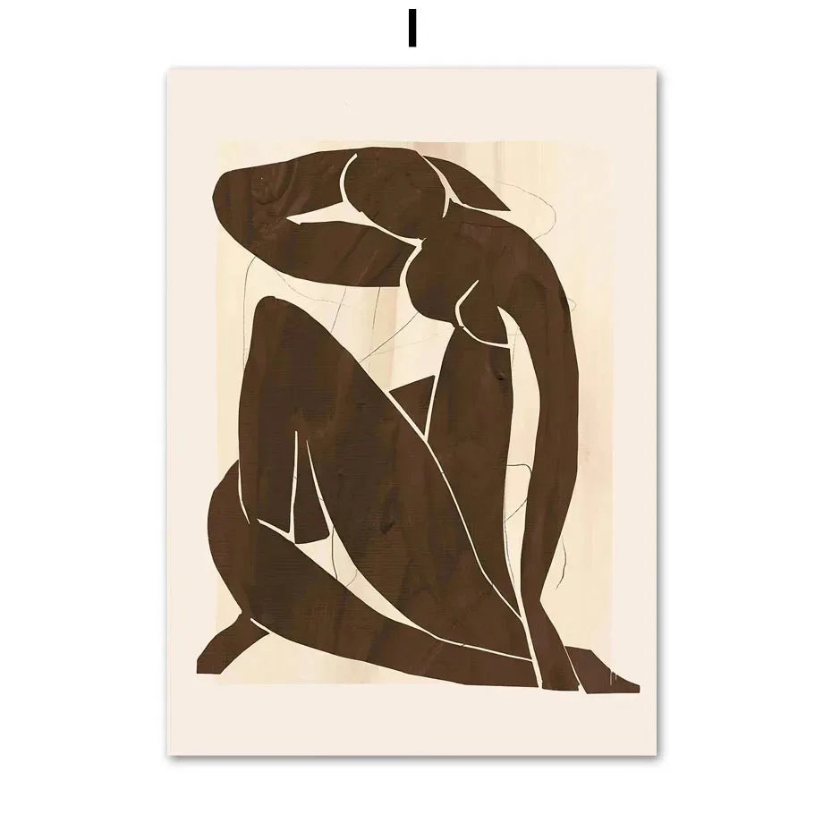 1pc frameless Canvas painting Simple Nordic Picasso Boho Black Abstract Posters Prints Canvas Painting Minimalism Wall Art Pi Peaceful Pleasures Health and Wellness I 50x70cm Unframed