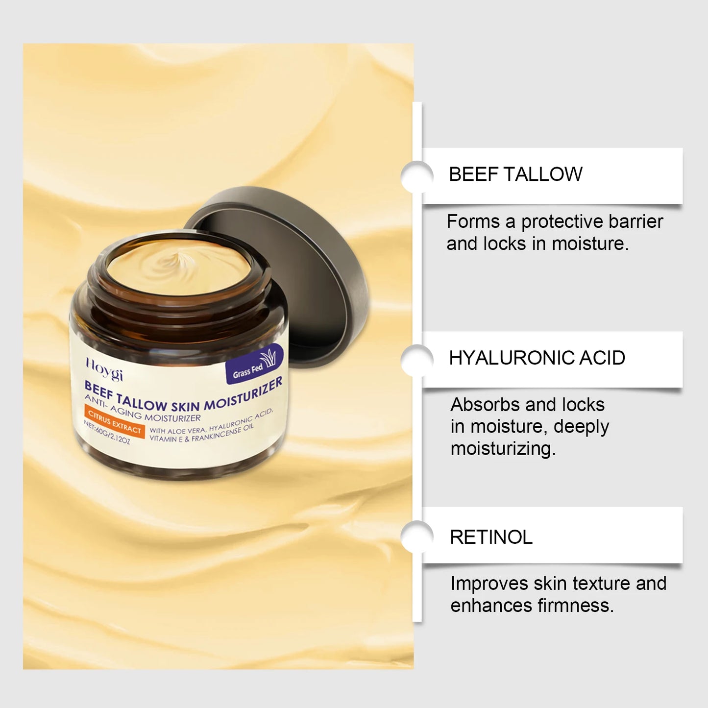 Beef Tallow & Honey Face Cream – Deep Moisturizer 60g