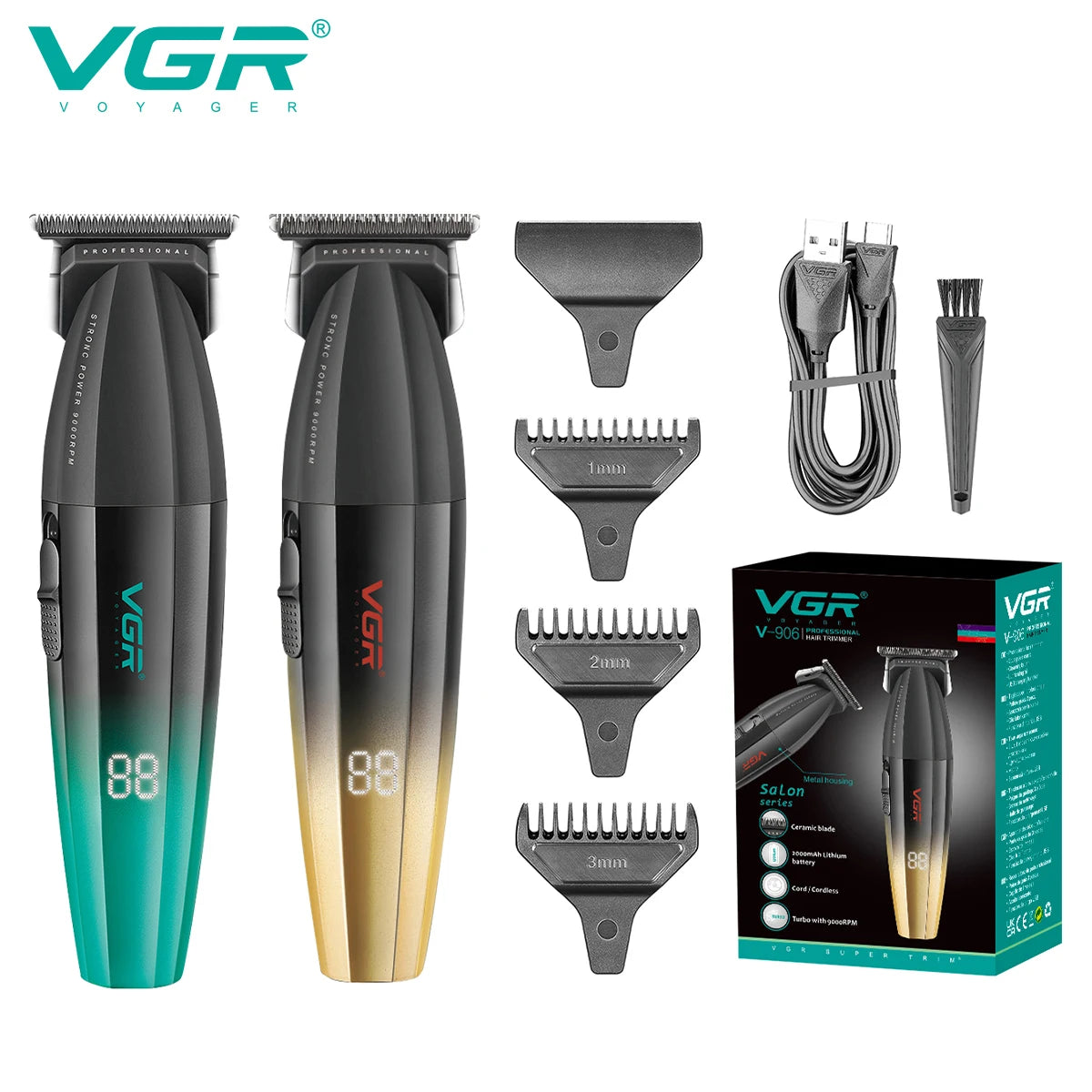 VGR Professional Electric Scissor 9000 RPM High end Hair Clipper Gradient Color Metal Body Carving Home Hair Trimmer V-906 Peaceful Pleasures Health and Wellness