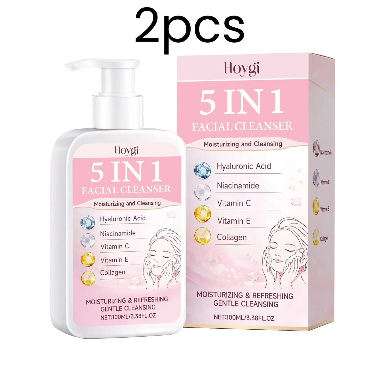 Hoygi 5-in-1 Facial Cleanser – Oil Control & Brightening Foam