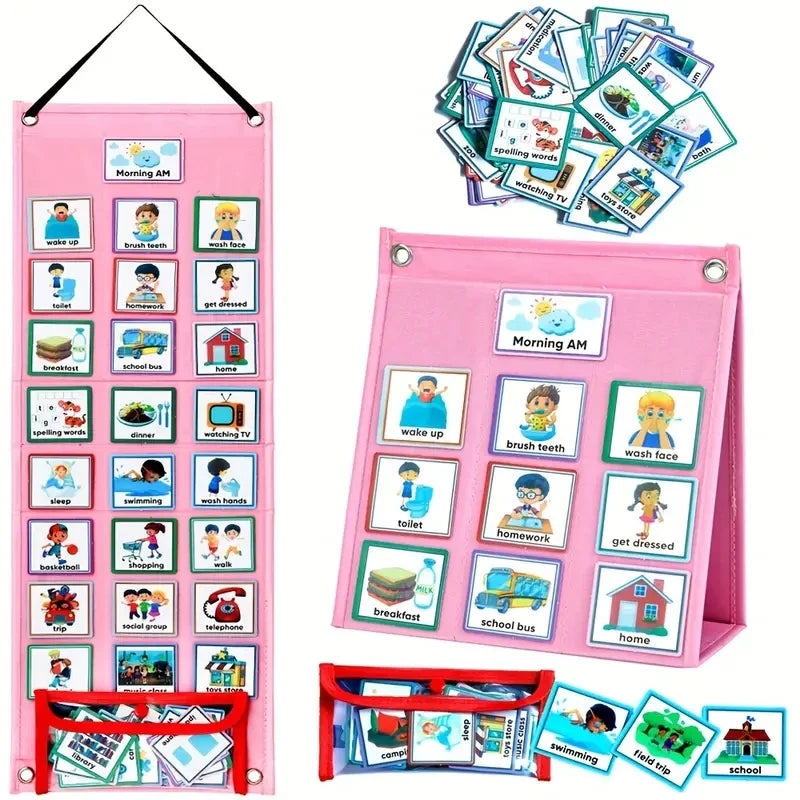 Visual Schedule for Kids Chore Chart,Calendar Chart Autism Learning Materials Kids Visual Behavioral Montessori Educational Toys Peaceful Pleasures Health and Wellness Pink
