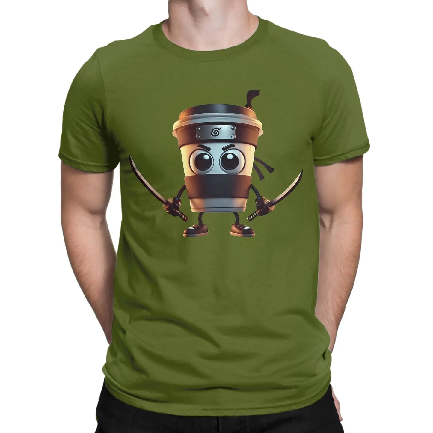 Cappuccino Assassino T Shirt Summer Italian Brainrot Meme 100 Cotton T-Shirts For Men Popular Casual Short Sleeve Y2K Funny Tee Peaceful Pleasures Health and Wellness army green 6XL
