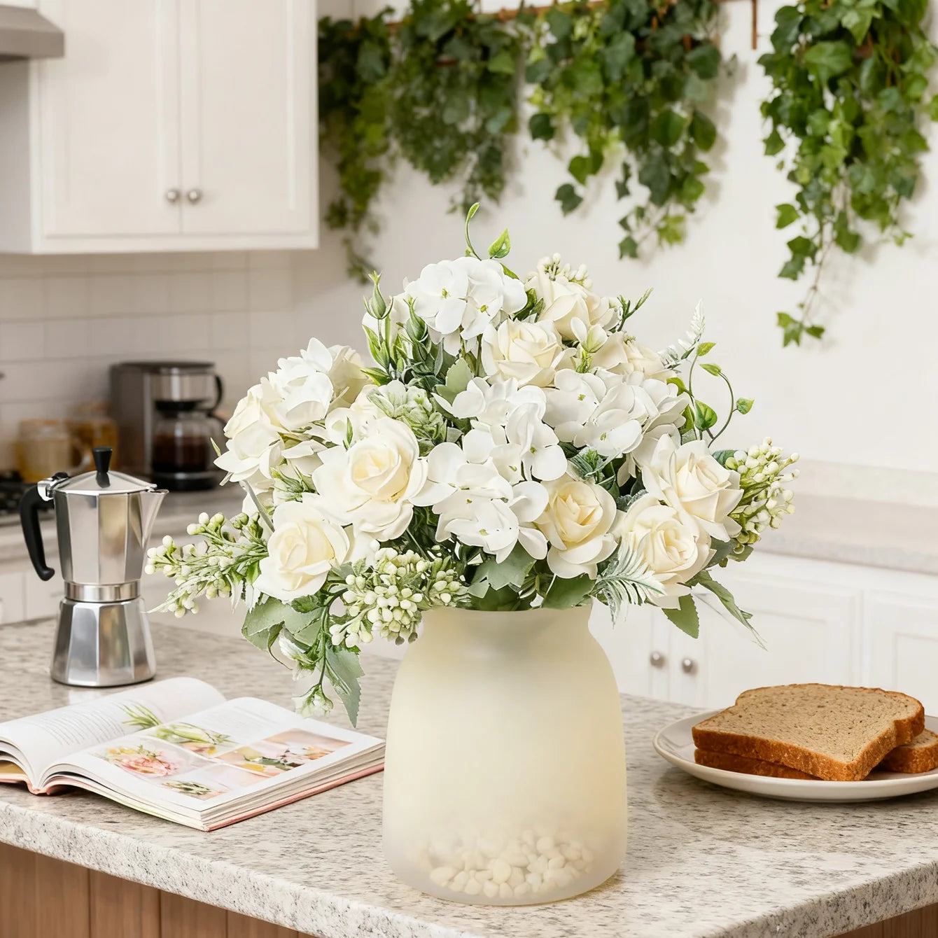 Silk Gardenia Hydrangea Artificial Flowers Bouquet | Wedding & Home