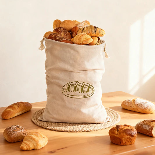 2026 Linen Bread Bags Reusable Portable Drawstring Kitchen Organizer Home Artisan Bread Storage Bag Washable Food Organizer Peaceful Pleasures Health and Wellness