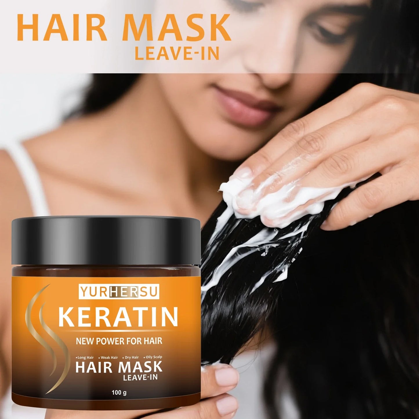 YURHERSU Keratin No-Rinse Hair Mask – Moisture & Frizz Control