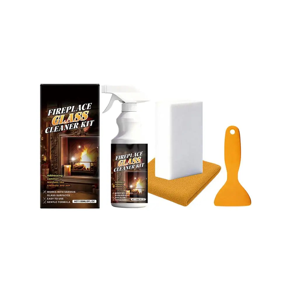 150ml Fireplace Glass Cleaning Kit Deep Clean Various Glass Surfaces Dust Gentle Formula Multi-Surface Glass Cleaner Spray Set Peaceful Pleasures Health and Wellness 150ml