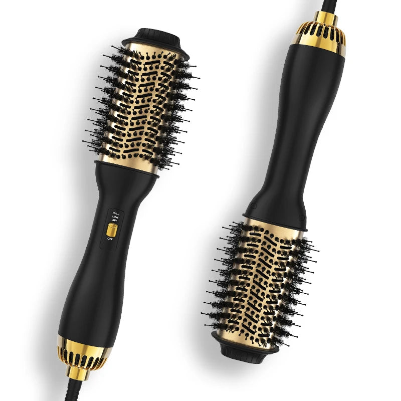 LISAPRO Elegant Black Golden Hot Air Brush 2.0 One Step Hair Dryer Brush and Styler Volumizer Multifunctional Blow Dryer Brush Peaceful Pleasures Health and Wellness