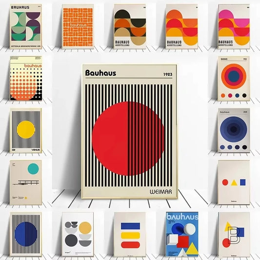 Modern Minimalist Bauhaus Exhibition Geometric Posters work Canvas Prints Abstract Painting Living Room Murals Home Decor Peaceful Pleasures Health and Wellness