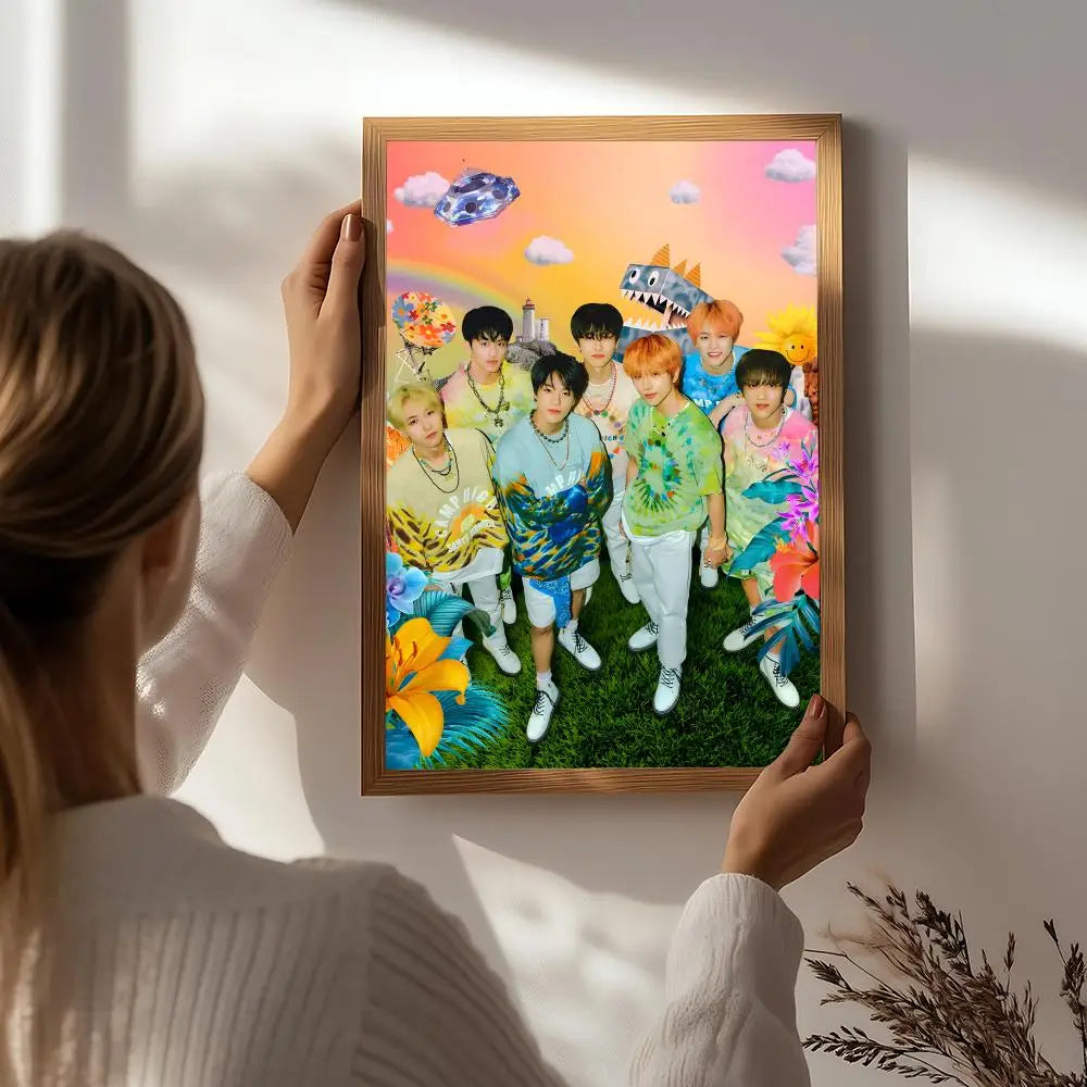 Kpop N-NCT Poster HD Self Adhesive Waterproof Wall Art Ideal for Home Office Dorm Bedroom Great Gift Peaceful Pleasures Health and Wellness White1 40X50cmNoframe