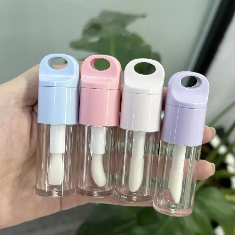 1Pcs Cute Big Brush Wand Transparent 4ml Lip Gloss Tube Plastic Round Empty Lip Gloss Container Peaceful Pleasures Health and Wellness