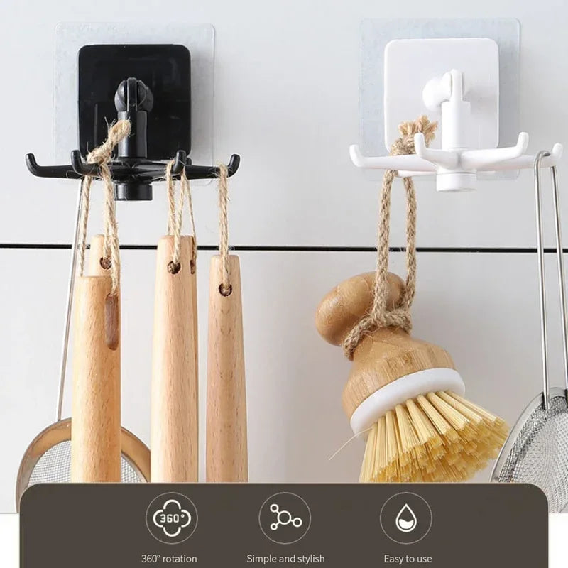 Six-Claw 360° Rotating Adhesive Wall Hook | No Drill